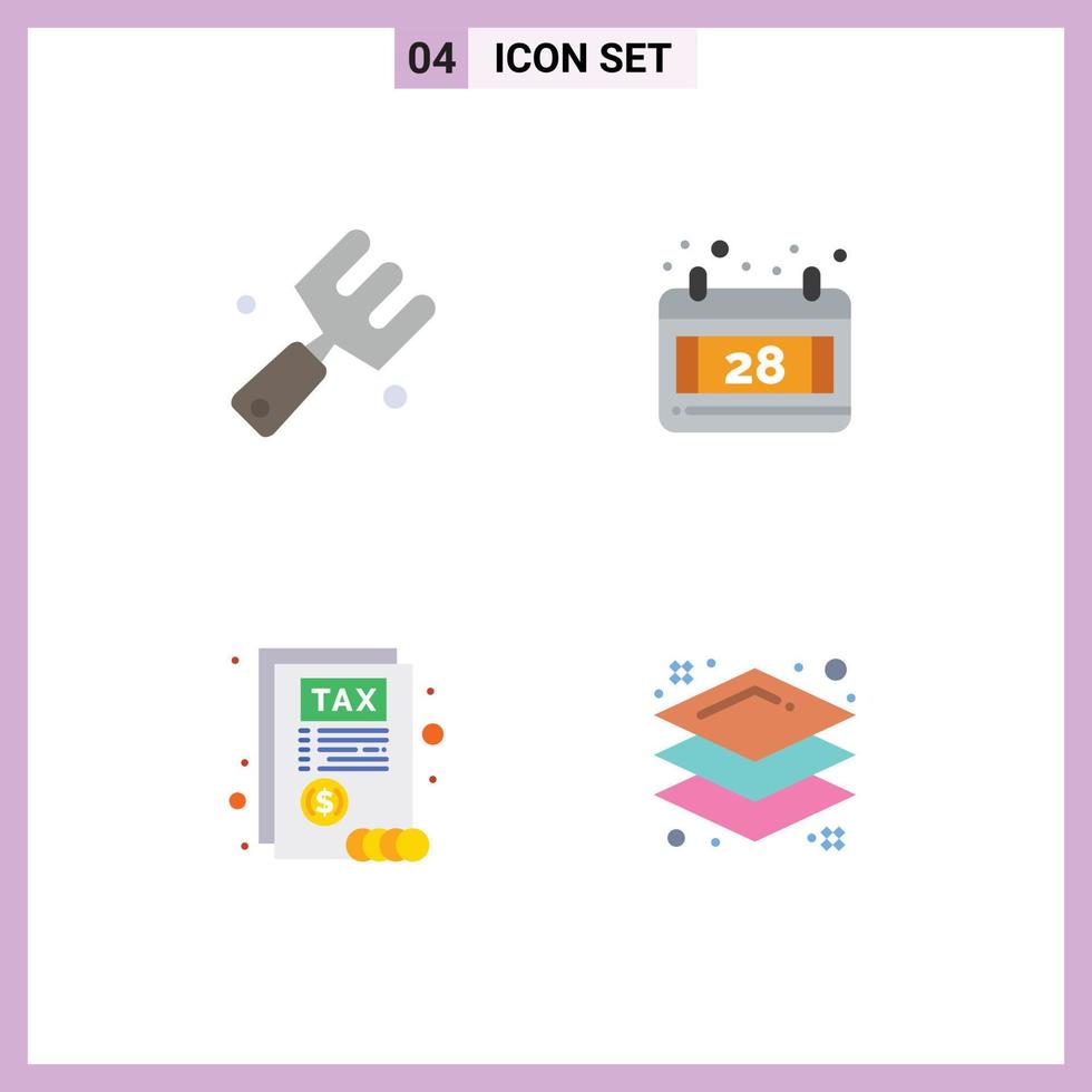 Stock Vector Icon Pack of 4 Line Signs and Symbols for agriculture tax fork thanks day layer Editable Vector Design Elements