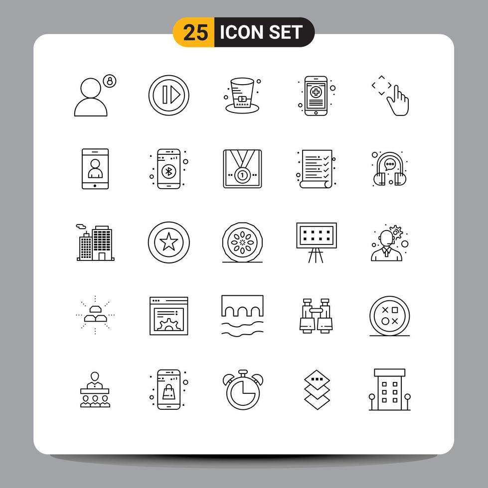 Stock Vector Icon Pack of 25 Line Signs and Symbols for finger phone resume outline usa Editable Vector Design Elements