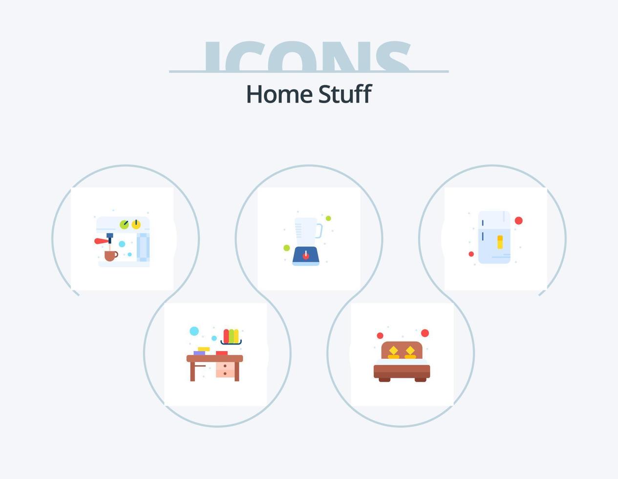 Home Stuff Flat Icon Pack 5 Icon Design. fridge. coffee. mixer. blender vector