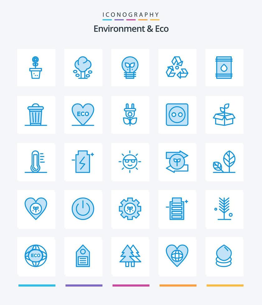 Creative Environment And Eco 25 Blue icon pack  Such As garbage. ecology. summer. eco. lamp vector