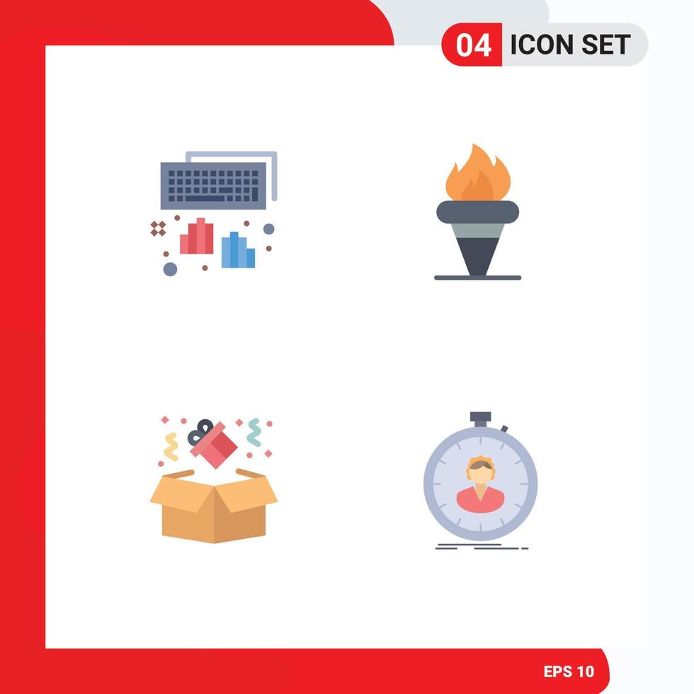 Pack of 4 Modern Flat Icons Signs and Symbols for Web Print Media such as hands birthday typing greece gift Editable Vector Design Elements
