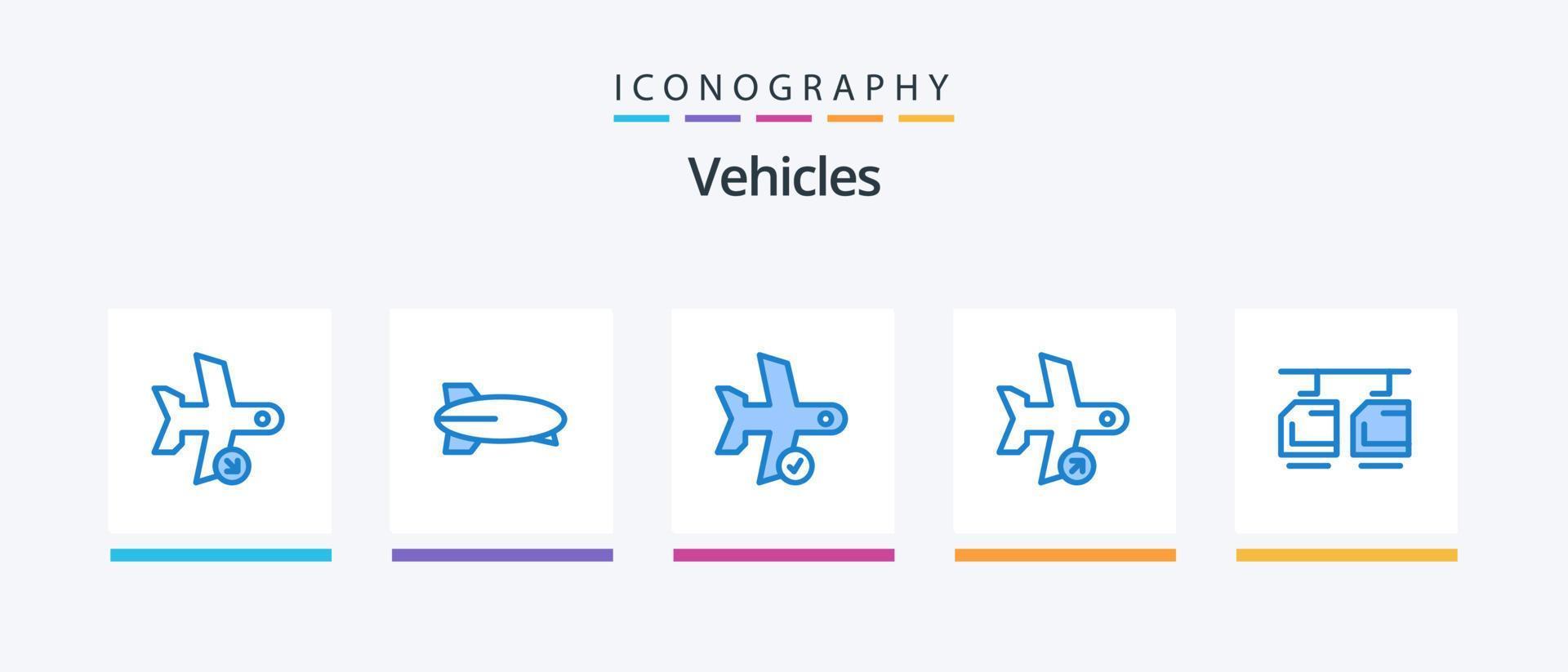 vehículos azul 5 5 icono paquete incluso llevar. apagado. vehículos vuelo. transporte. creativo íconos diseño vector