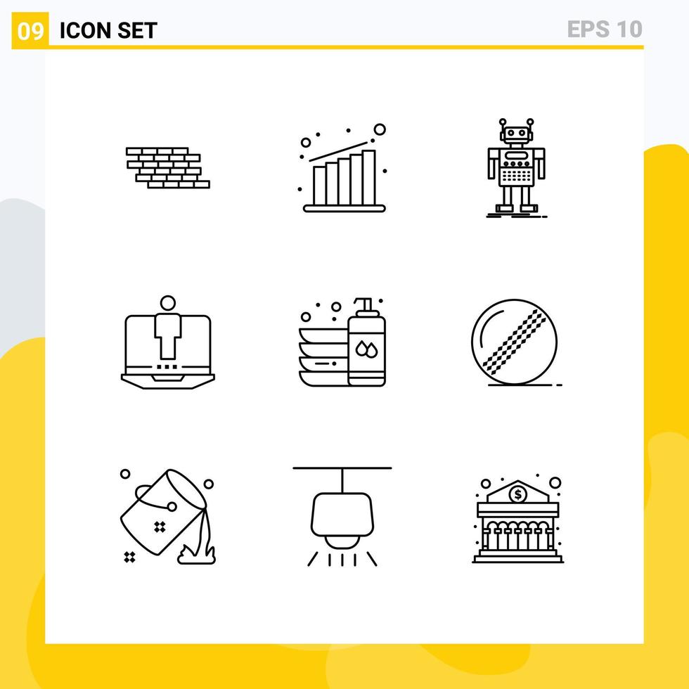 9 9 creativo íconos moderno señales y símbolos de botella hardware robot computadora tecnología editable vector diseño elementos