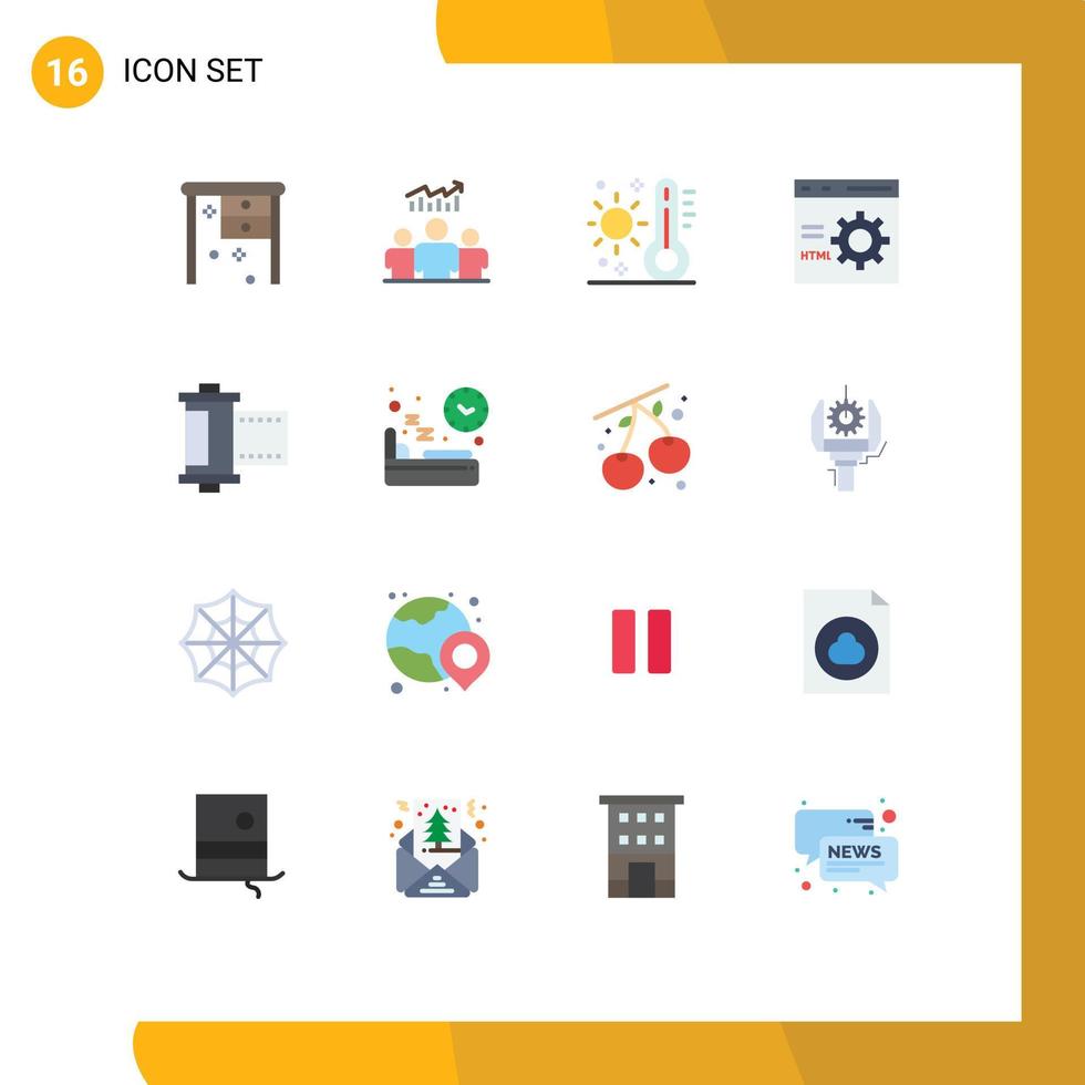 16 Creative Icons Modern Signs and Symbols of development coding success browser thermometer Editable Pack of Creative Vector Design Elements