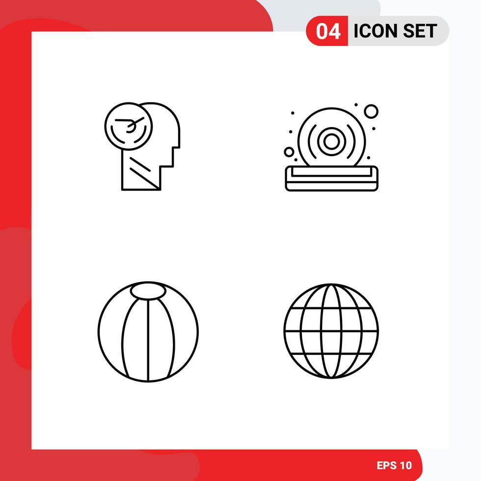4 Line concept for Websites Mobile and Apps activity ball human dvd beach ball Editable Vector Design Elements