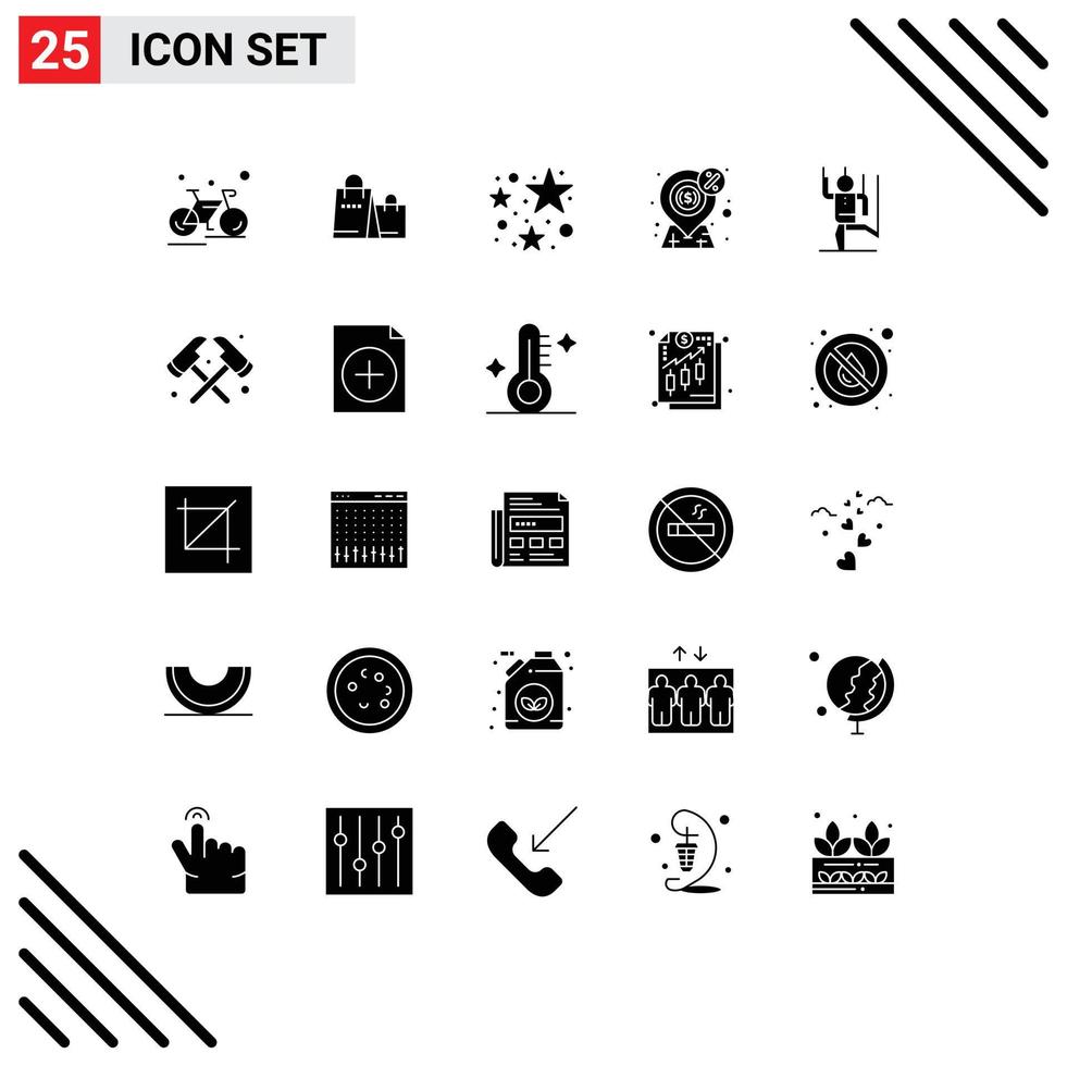 Pictogram Set of 25 Simple Solid Glyphs of command payment shop money dollar Editable Vector Design Elements