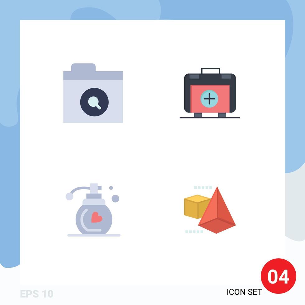 4 Thematic Vector Flat Icons and Editable Symbols of search makeup handbag medical box Editable Vector Design Elements