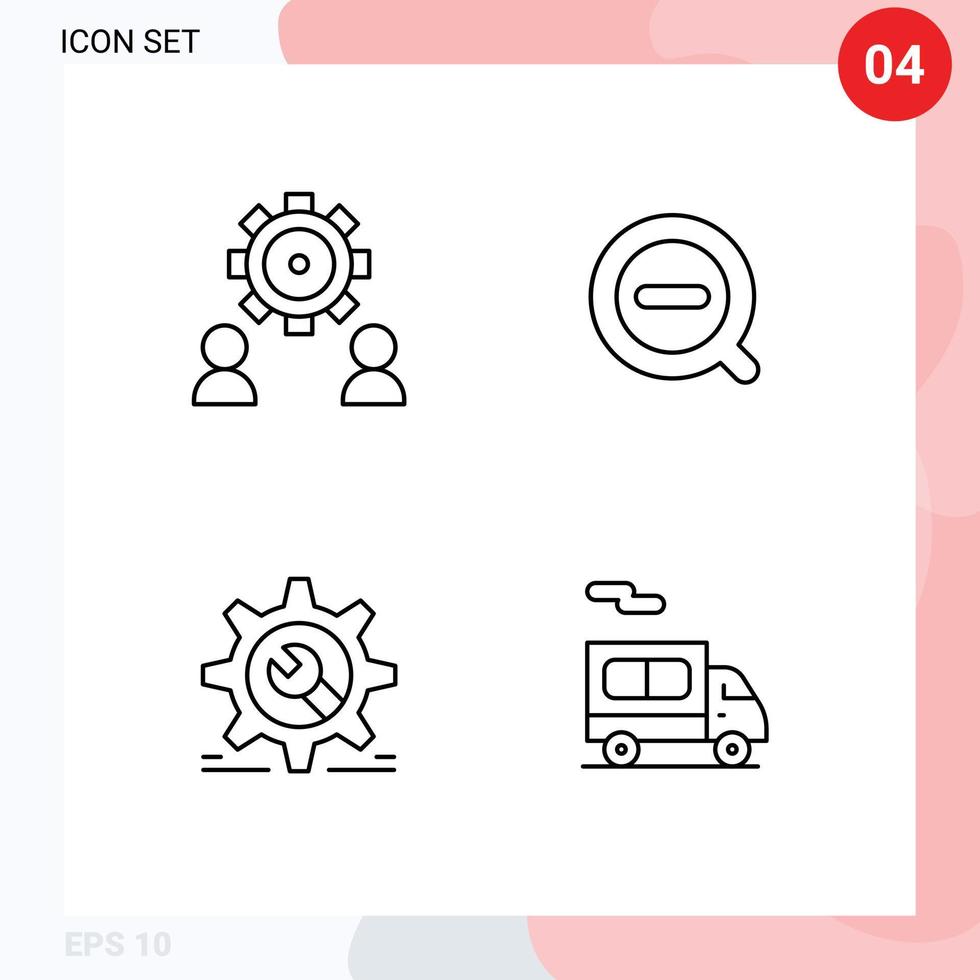 Group of 4 Filledline Flat Colors Signs and Symbols for configure setting setting less wheel Editable Vector Design Elements