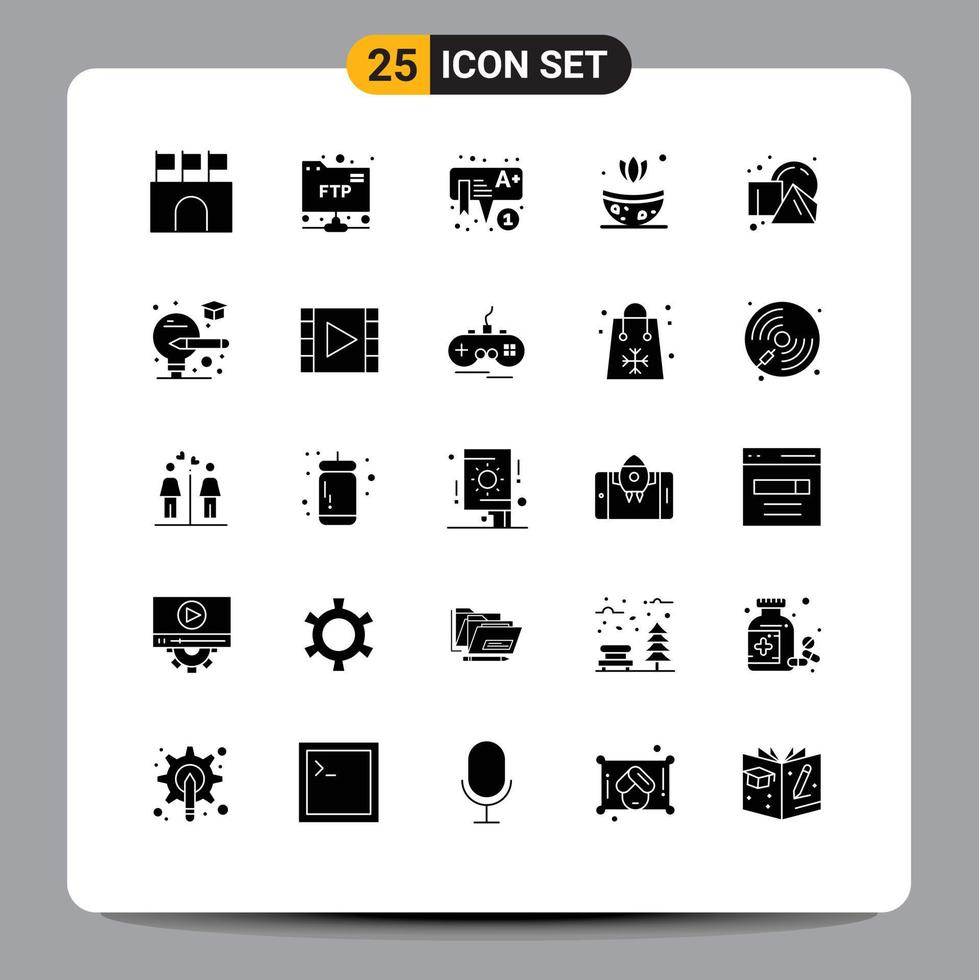 Universal Icon Symbols Group of 25 Modern Solid Glyphs of shapes cube education herb bath Editable Vector Design Elements