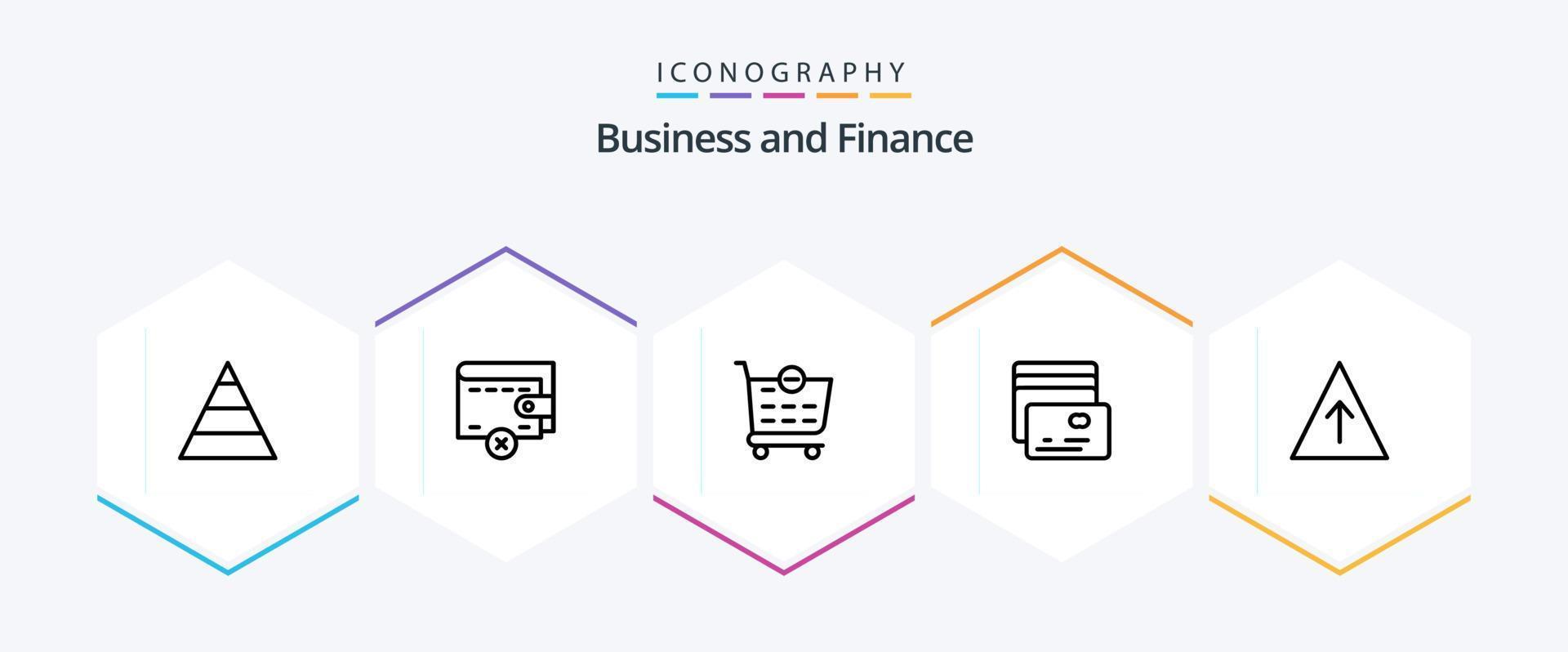 Finanzas 25 línea icono paquete incluso . . compras carro. pirámide. carrera vector