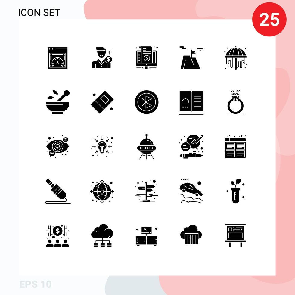 25 Thematic Vector Solid Glyphs and Editable Symbols of mountain purchase payment price internet Editable Vector Design Elements