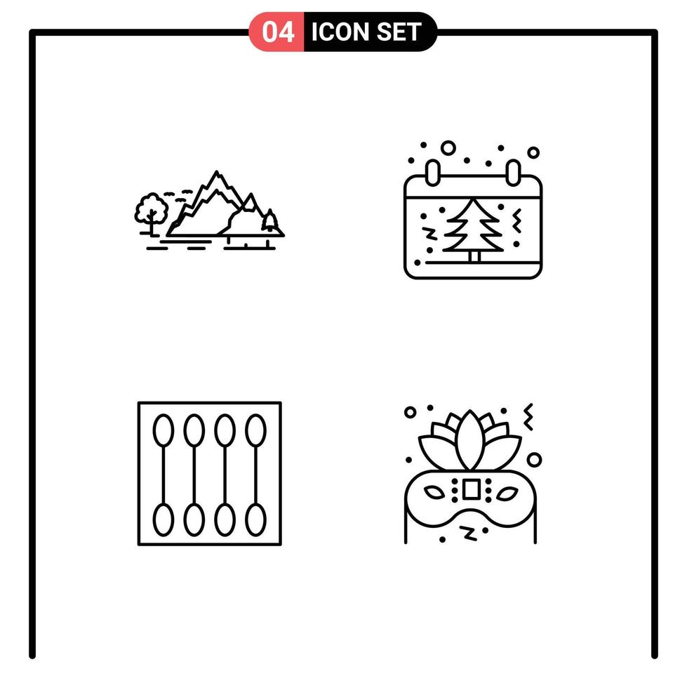 Universal Icon Symbols Group of 4 Modern Filledline Flat Colors of hill xmas mountain date cosmetics Editable Vector Design Elements