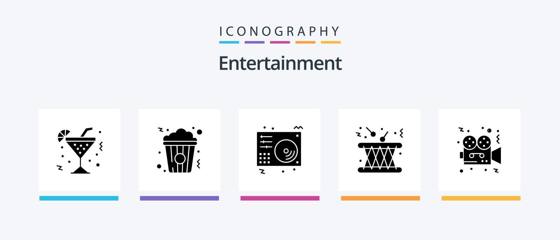 Entertainment Glyph 5 Icon Pack Including sound. multimedia. disc. music. song. Creative Icons Design vector