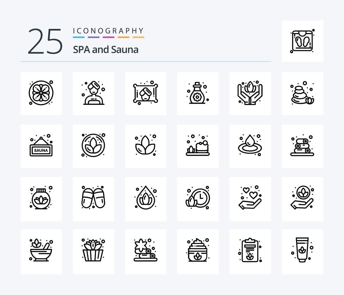 Sauna 25 Line icon pack including sauna. sauna. sauna. care. toddler vector