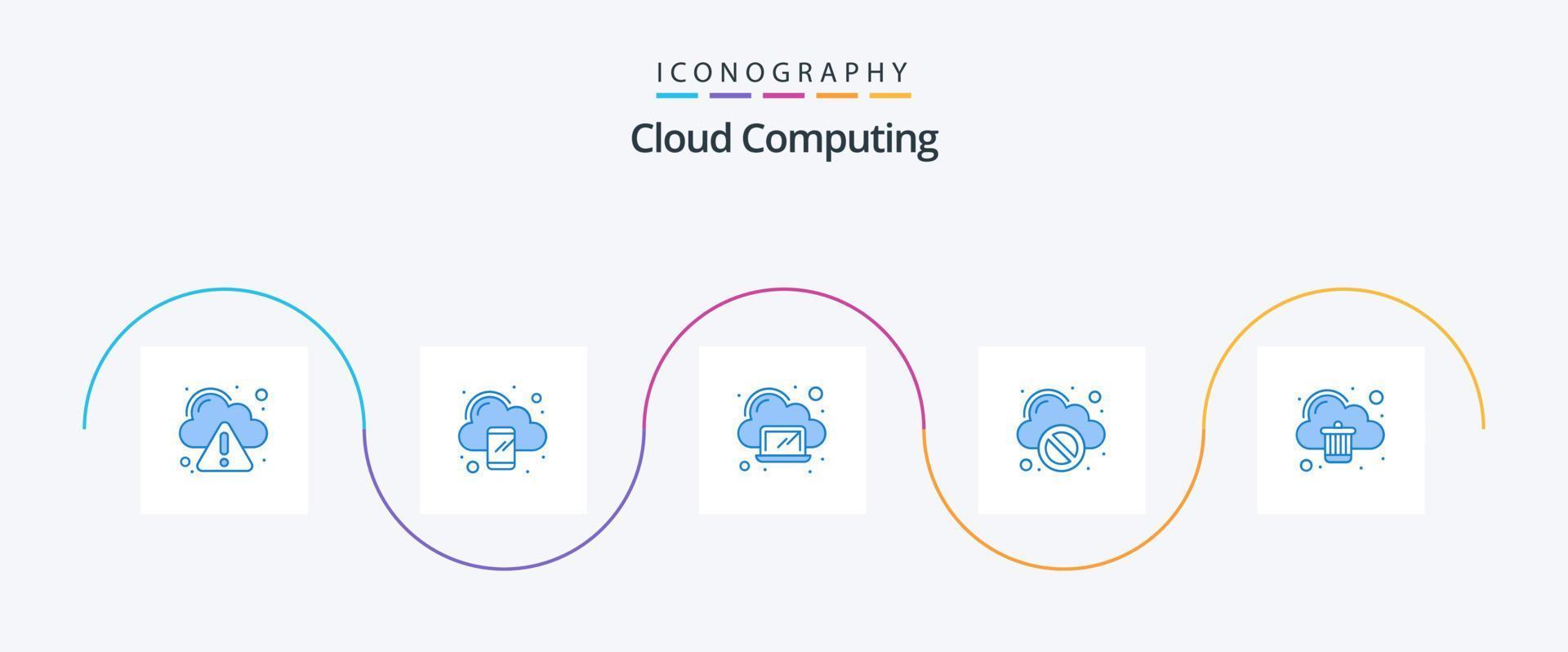 Cloud Computing Blue 5 Icon Pack Including delete. error. cloud. stop. block vector