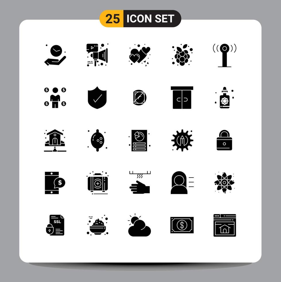 Set of 25 Modern UI Icons Symbols Signs for signal vineyard heart vine autumn fruits Editable Vector Design Elements
