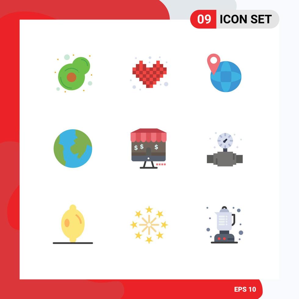 Set of 9 Modern UI Icons Symbols Signs for plumber gauge travel shop online Editable Vector Design Elements