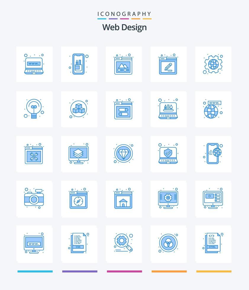 Creative Web Design 25 Blue icon pack  Such As cog. tools. edit tools. edit. layout vector