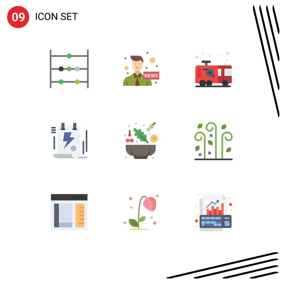 Stock Vector Icon Pack of 9 Line Signs and Symbols for cucumber bolt emergency file document Editable Vector Design Elements