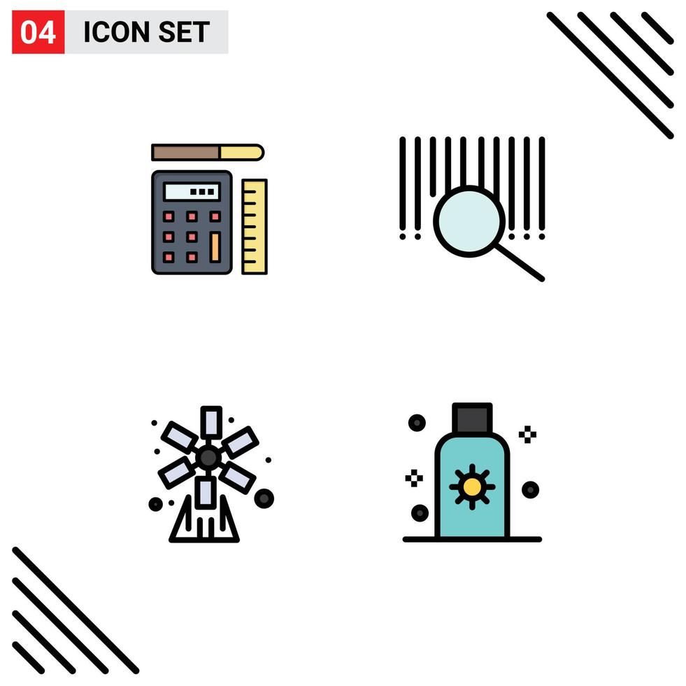 4 Creative Icons Modern Signs and Symbols of pen garden education search windmill Editable Vector Design Elements