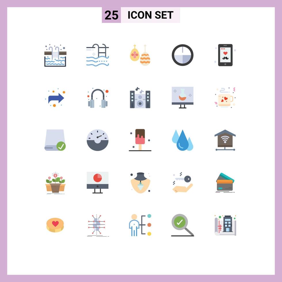 25 Universal Flat Color Signs Symbols of father military water badge food Editable Vector Design Elements