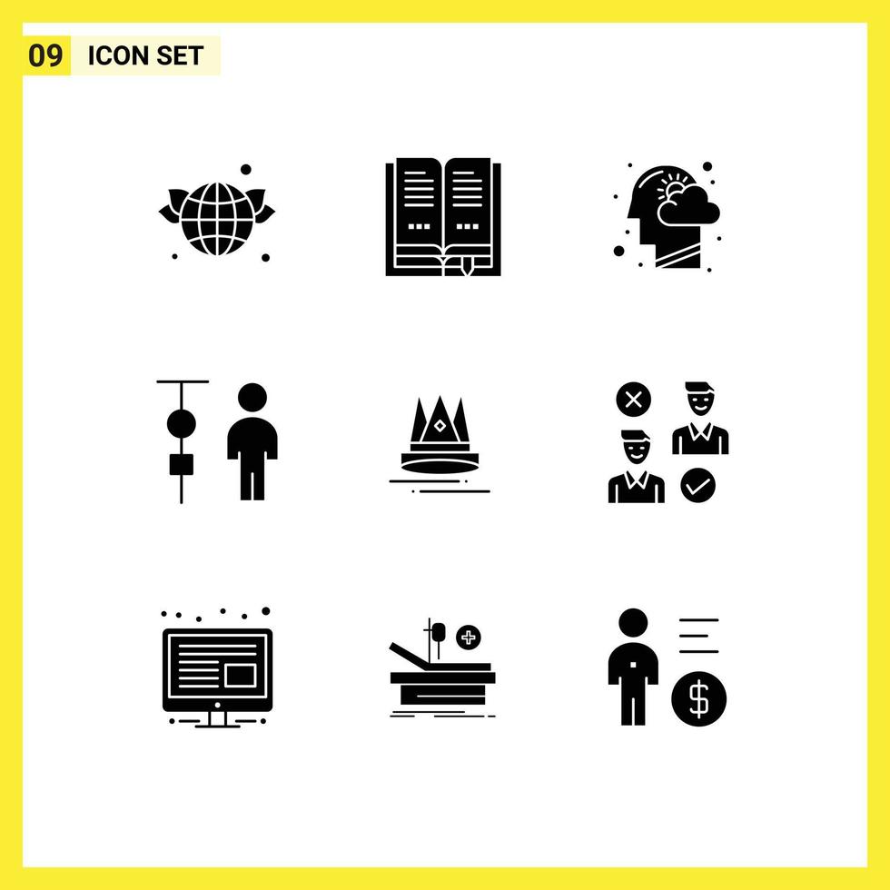 Modern Set of 9 Solid Glyphs Pictograph of premuim corporate management head corporate administration business Editable Vector Design Elements
