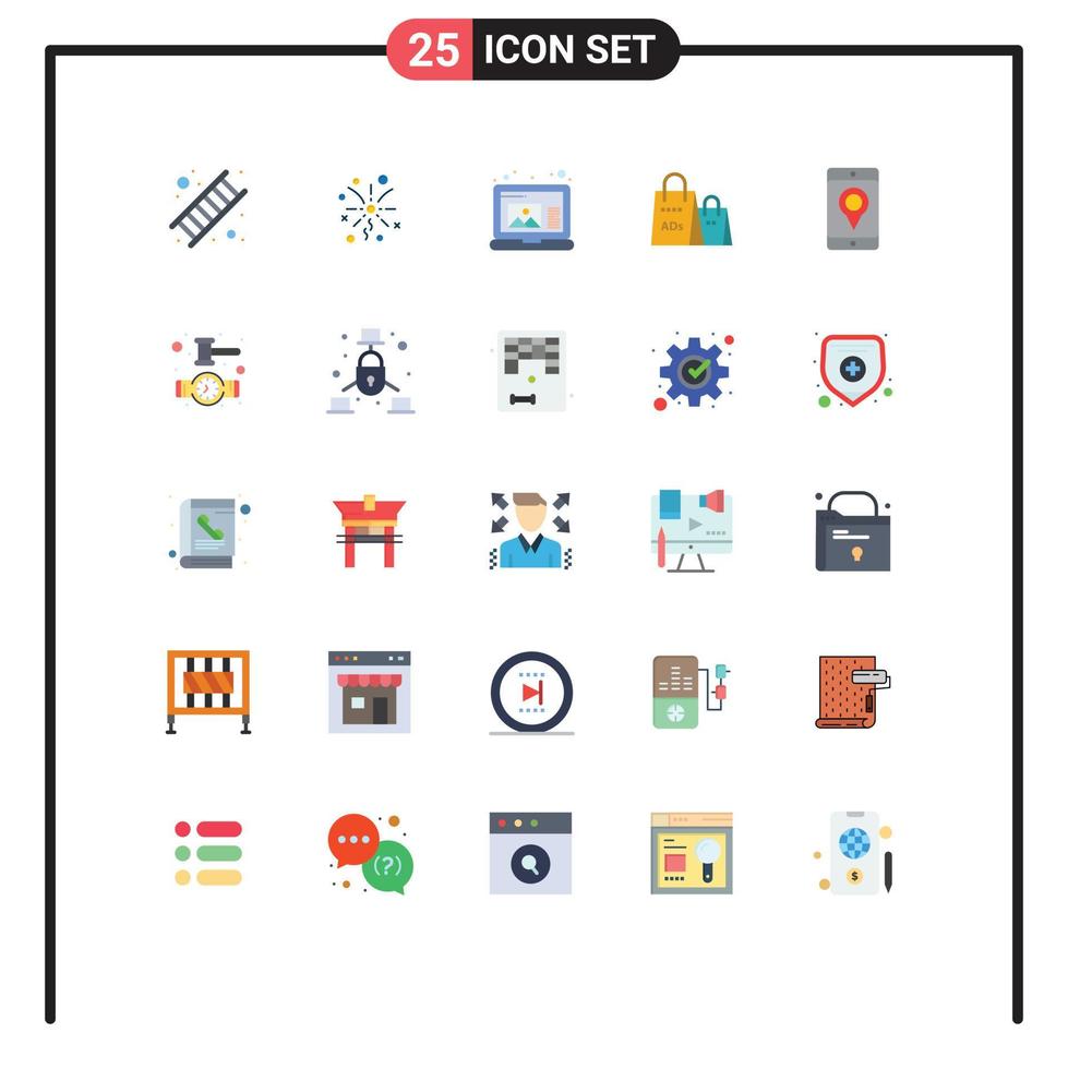 Universal Icon Symbols Group of 25 Modern Flat Colors of map mobile draw shopping purse Editable Vector Design Elements