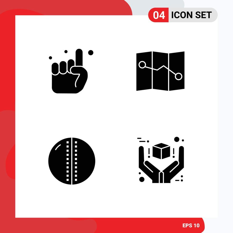 Modern Set of Solid Glyphs and symbols such as hand solid ball belive cricket ball great Editable Vector Design Elements