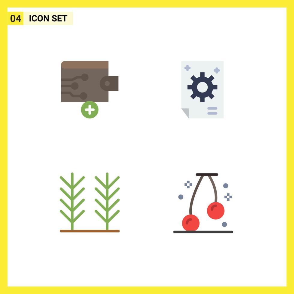 grupo de 4 4 moderno plano íconos conjunto para negocio comida negocio creativo Cereza editable vector diseño elementos
