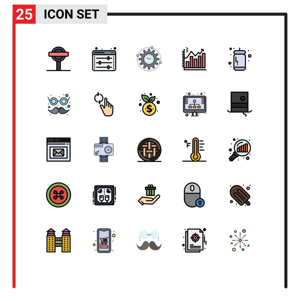 Modern Set of 25 Filled line Flat Colors and symbols such as graph business efficiency analytics project Editable Vector Design Elements