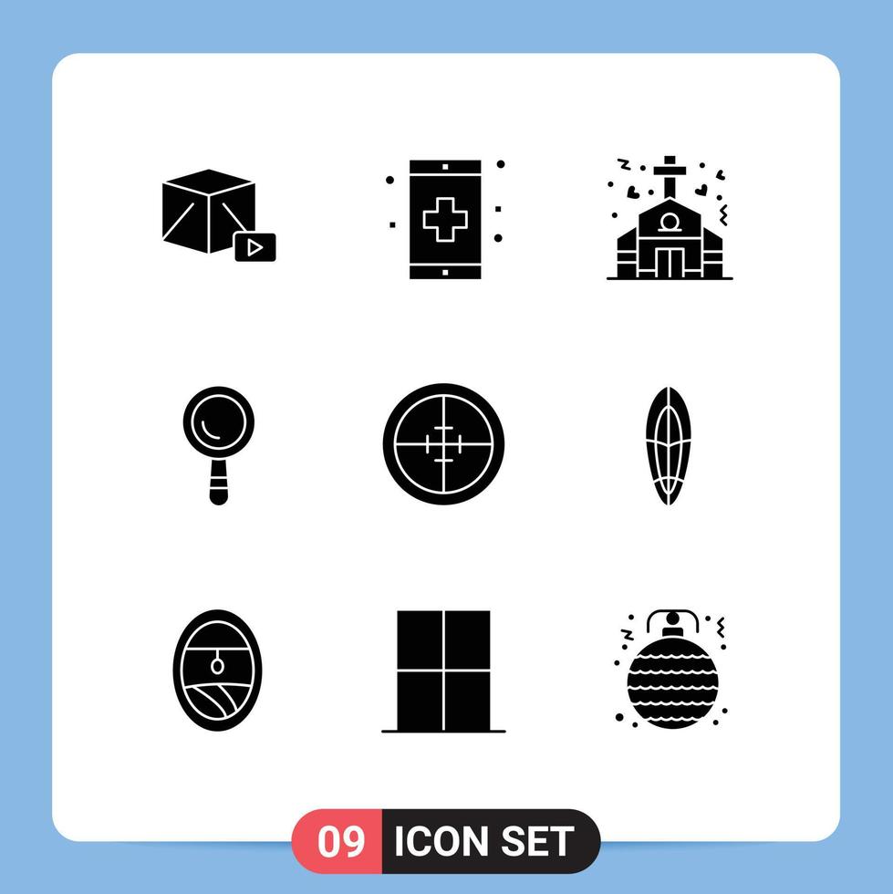 Pictogram Set of 9 Simple Solid Glyphs of badge building health construction wedding Editable Vector Design Elements