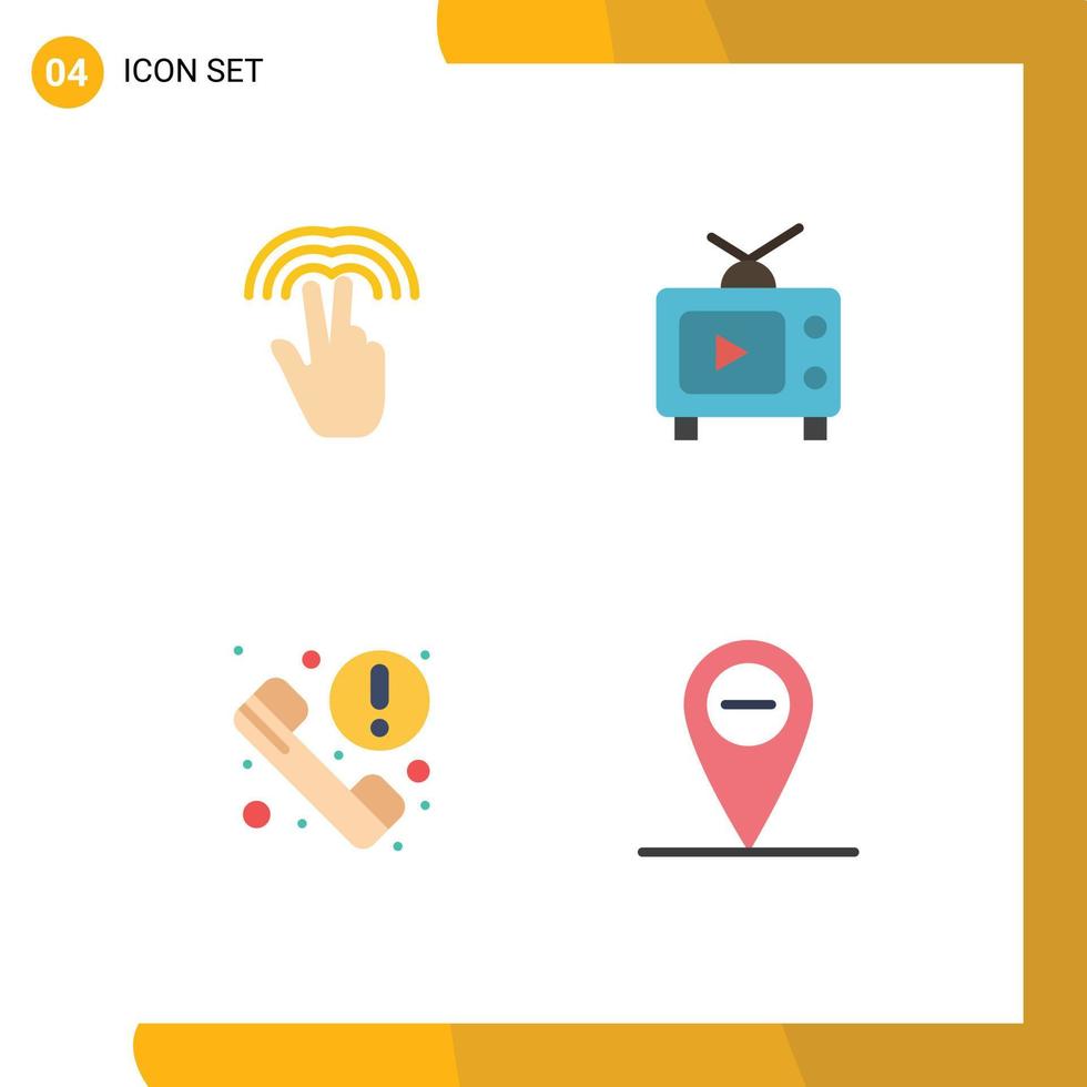 4 Universal Flat Icons Set for Web and Mobile Applications double phone tab play news Editable Vector Design Elements