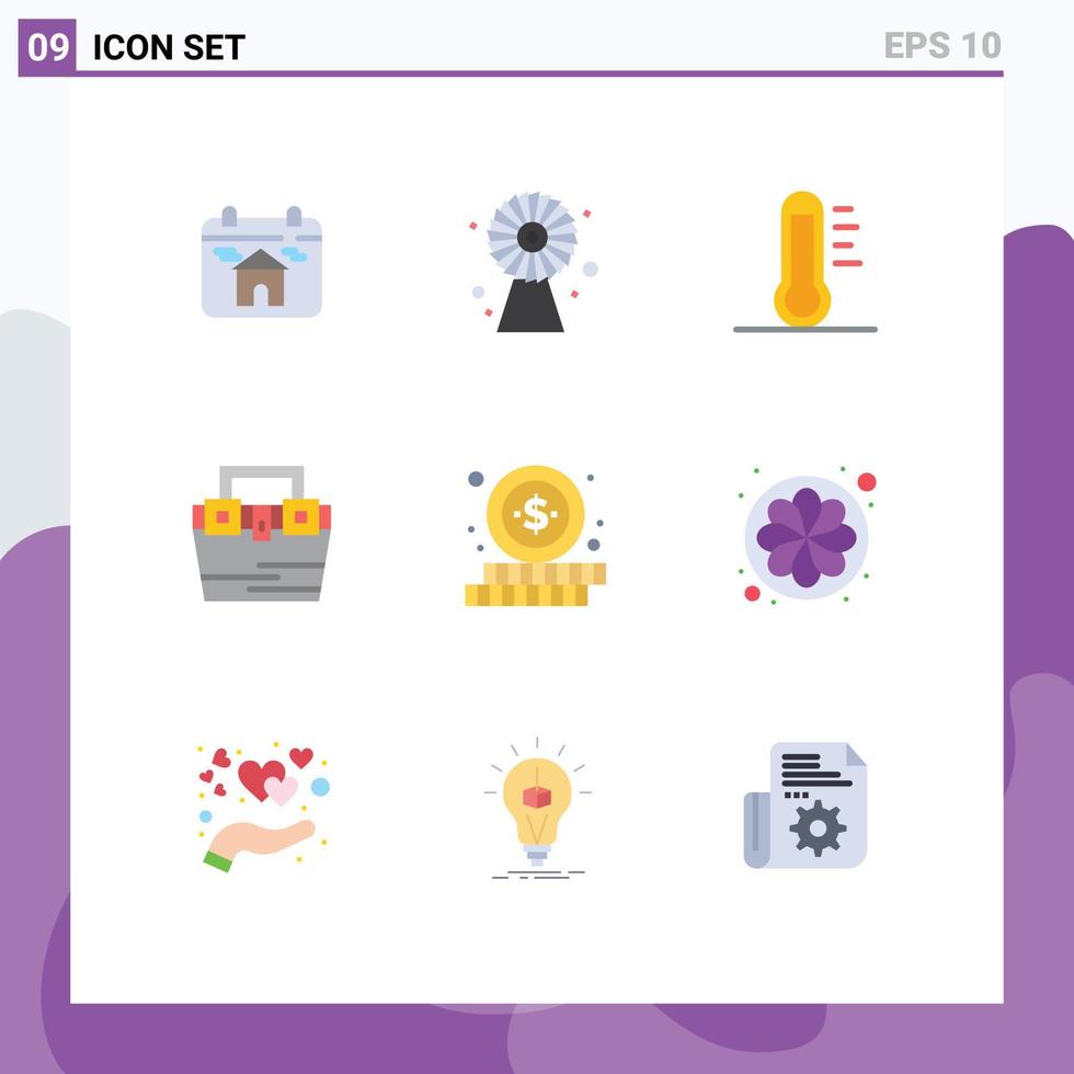 9 Universal Flat Colors Set for Web and Mobile Applications toolkit construction eco box green Editable Vector Design Elements