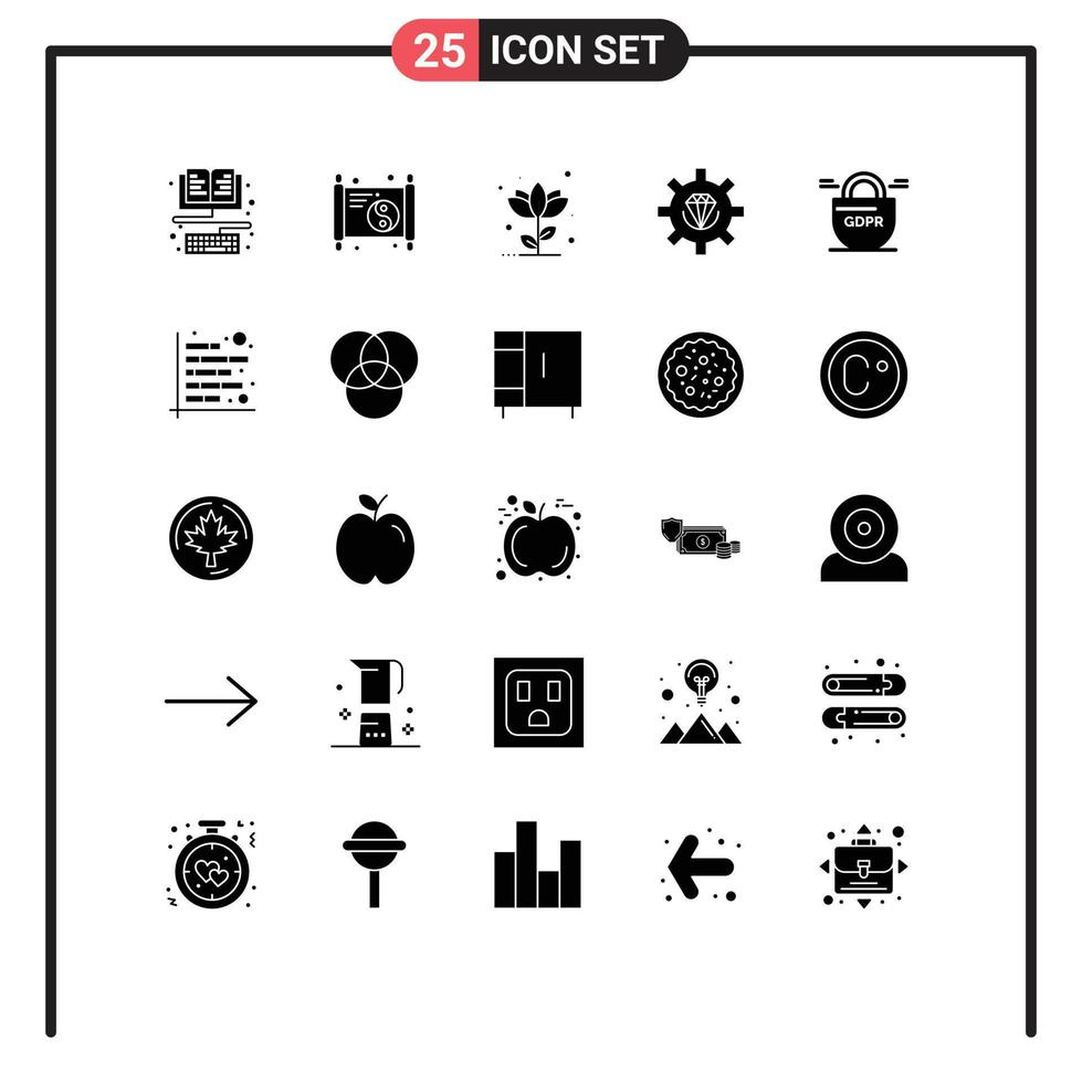 Mobile Interface Solid Glyph Set of 25 Pictograms of programming ...