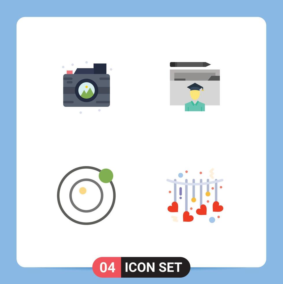 4 Thematic Vector Flat Icons and Editable Symbols of creative moon image graduate satellite Editable Vector Design Elements