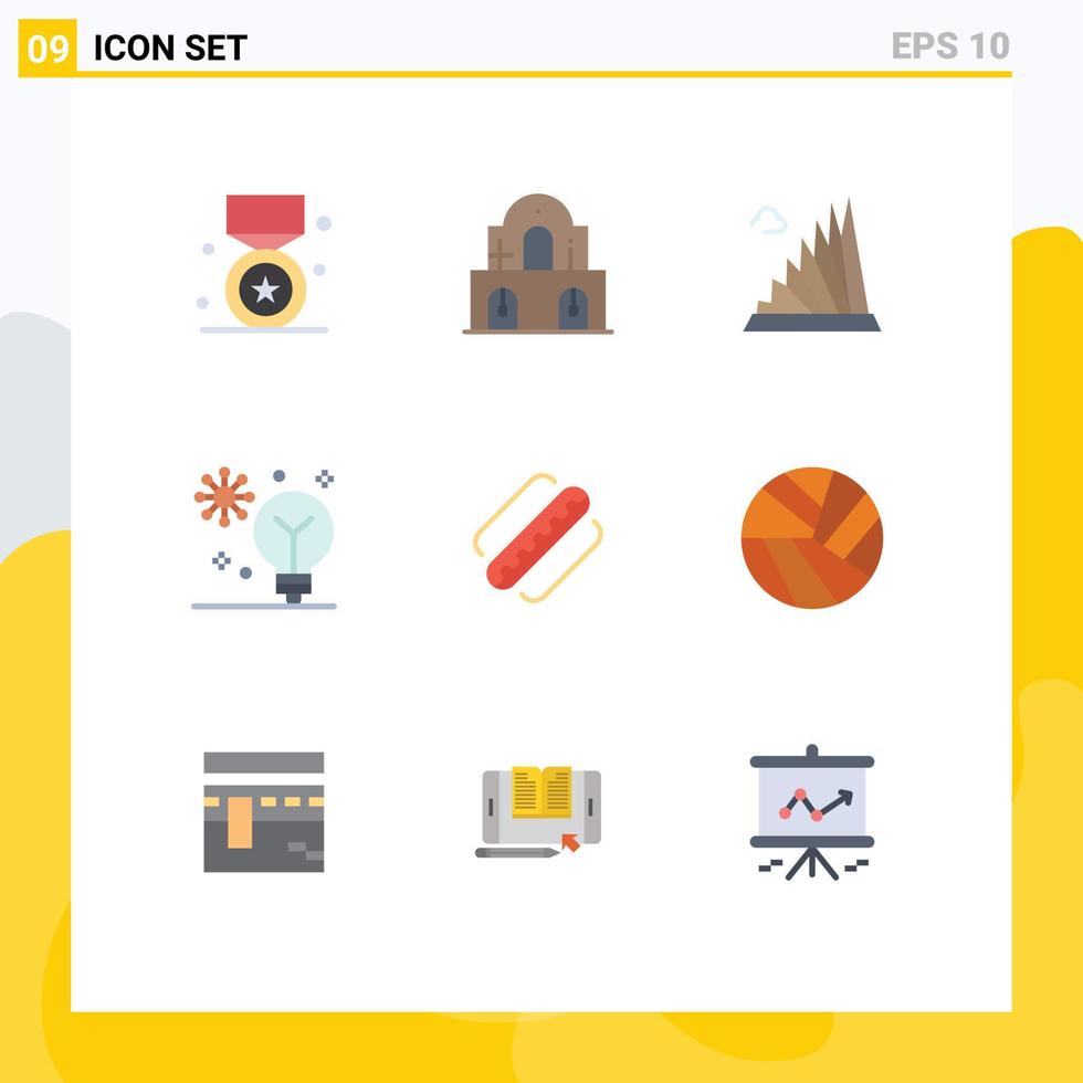 9 User Interface Flat Color Pack of modern Signs and Symbols of intelligence creativity easter artificial intelligence landmark Editable Vector Design Elements