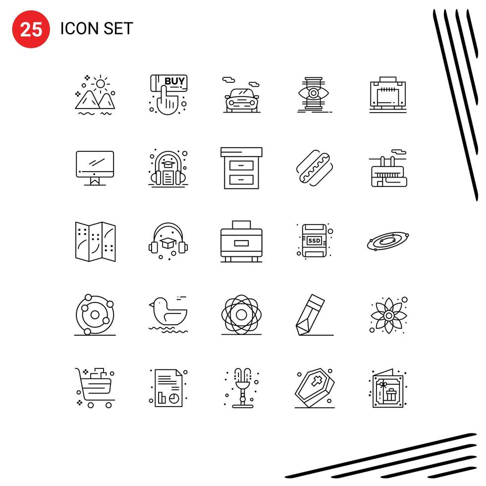 Pictogram Set of 25 Simple Lines of hotel focus hand success vehicle Editable Vector Design Elements