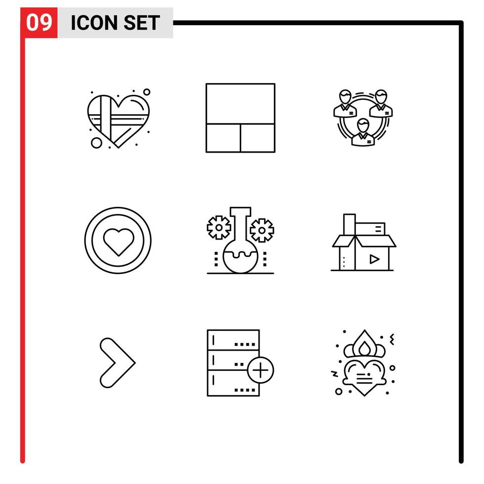 9 Thematic Vector Outlines and Editable Symbols of bear lab love communication like structure Editable Vector Design Elements