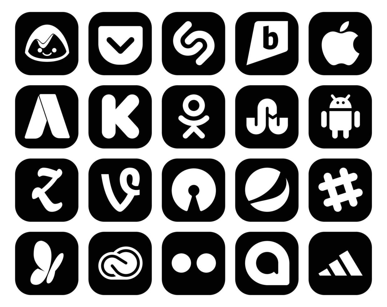 20 Social Media Icon Pack Including creative cloud chat stumbleupon slack open source vector