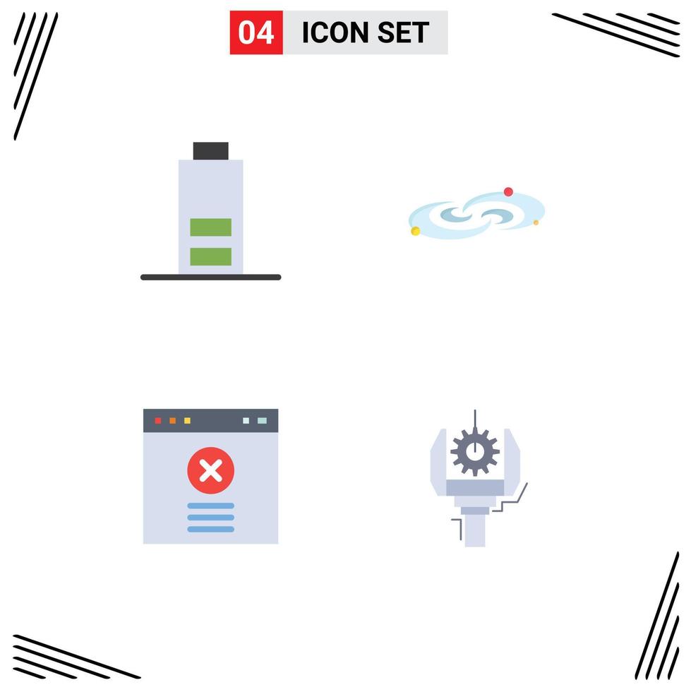 Pack of 4 Modern Flat Icons Signs and Symbols for Web Print Media such as battery blocked galaxy system automation Editable Vector Design Elements