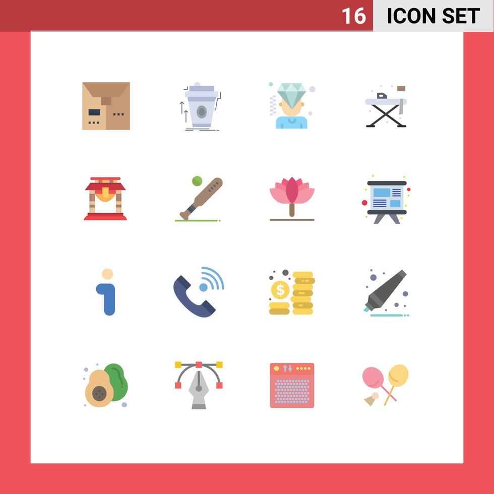 dieciséis universal plano color señales símbolos de puente mesa negocio hierro hogar editable paquete de creativo vector diseño elementos