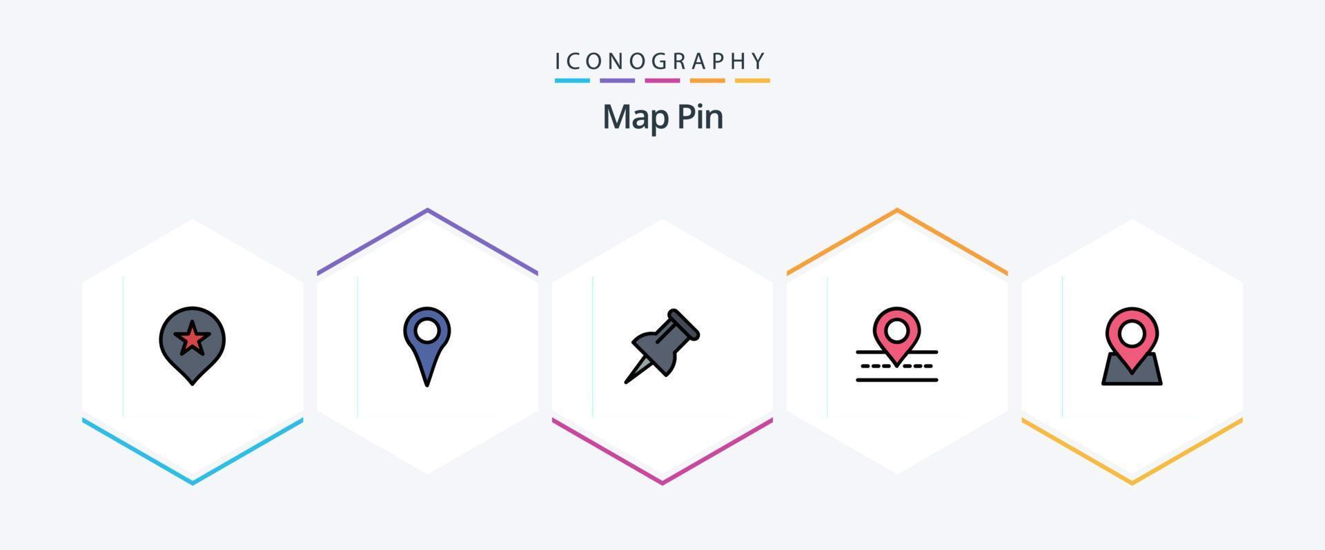 Map Pin 25 FilledLine icon pack including . marker. pin. map. map vector