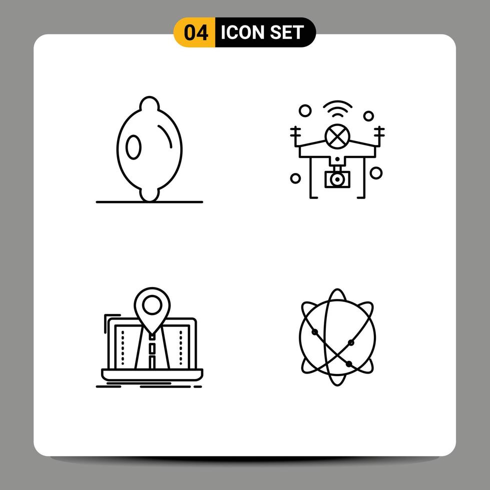 Pack of 4 Modern Filledline Flat Colors Signs and Symbols for Web Print Media such as citrus system internet wifi route Editable Vector Design Elements