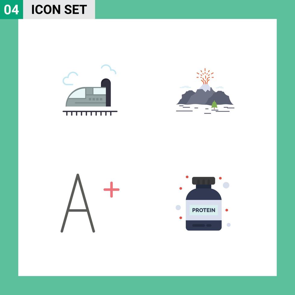 4 Thematic Vector Flat Icons and Editable Symbols of bullet font speed landscape gym Editable Vector Design Elements