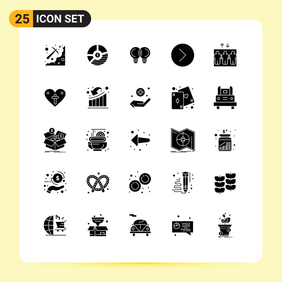 25 Solid Glyph concept for Websites Mobile and Apps media thinking business mechanic idea Editable Vector Design Elements