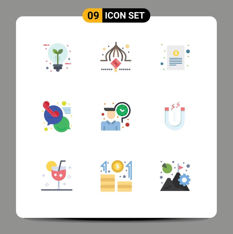 9 Universal Flat Colors Set for Web and Mobile Applications support chat ribbon call receipt Editable Vector Design Elements