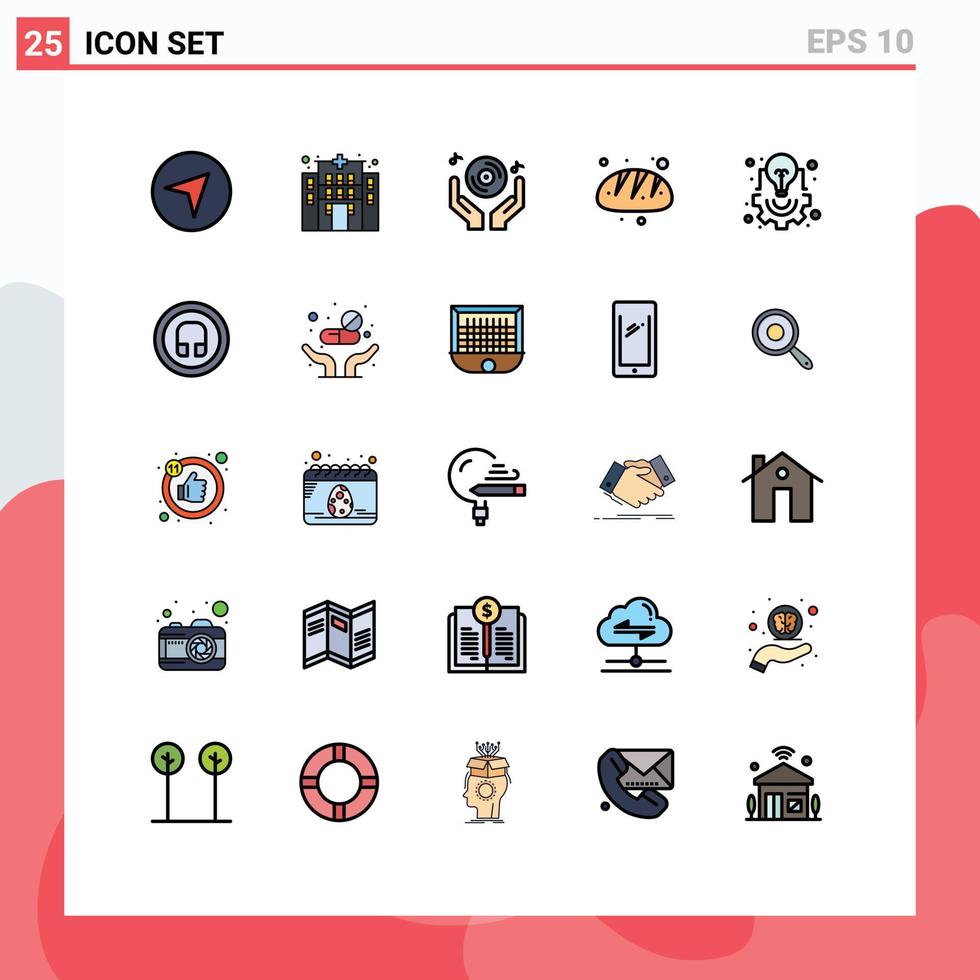 Stock Vector Icon Pack of 25 Line Signs and Symbols for idea bulb hand food baking Editable Vector Design Elements