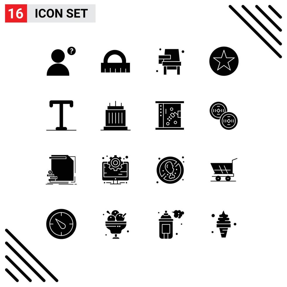 Modern Set of 16 Solid Glyphs and symbols such as text bold learning star decoration Editable Vector Design Elements