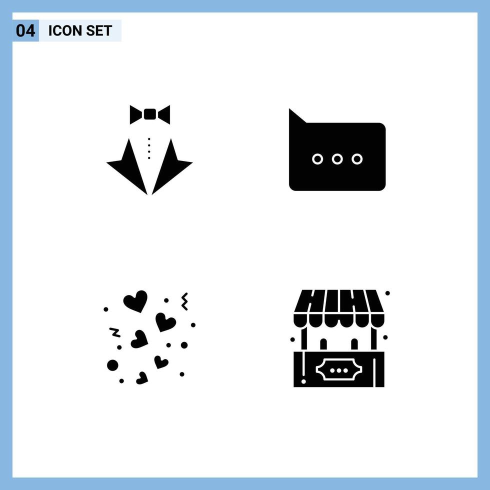 4 Creative Icons Modern Signs and Symbols of bow day suit bubble love Editable Vector Design Elements