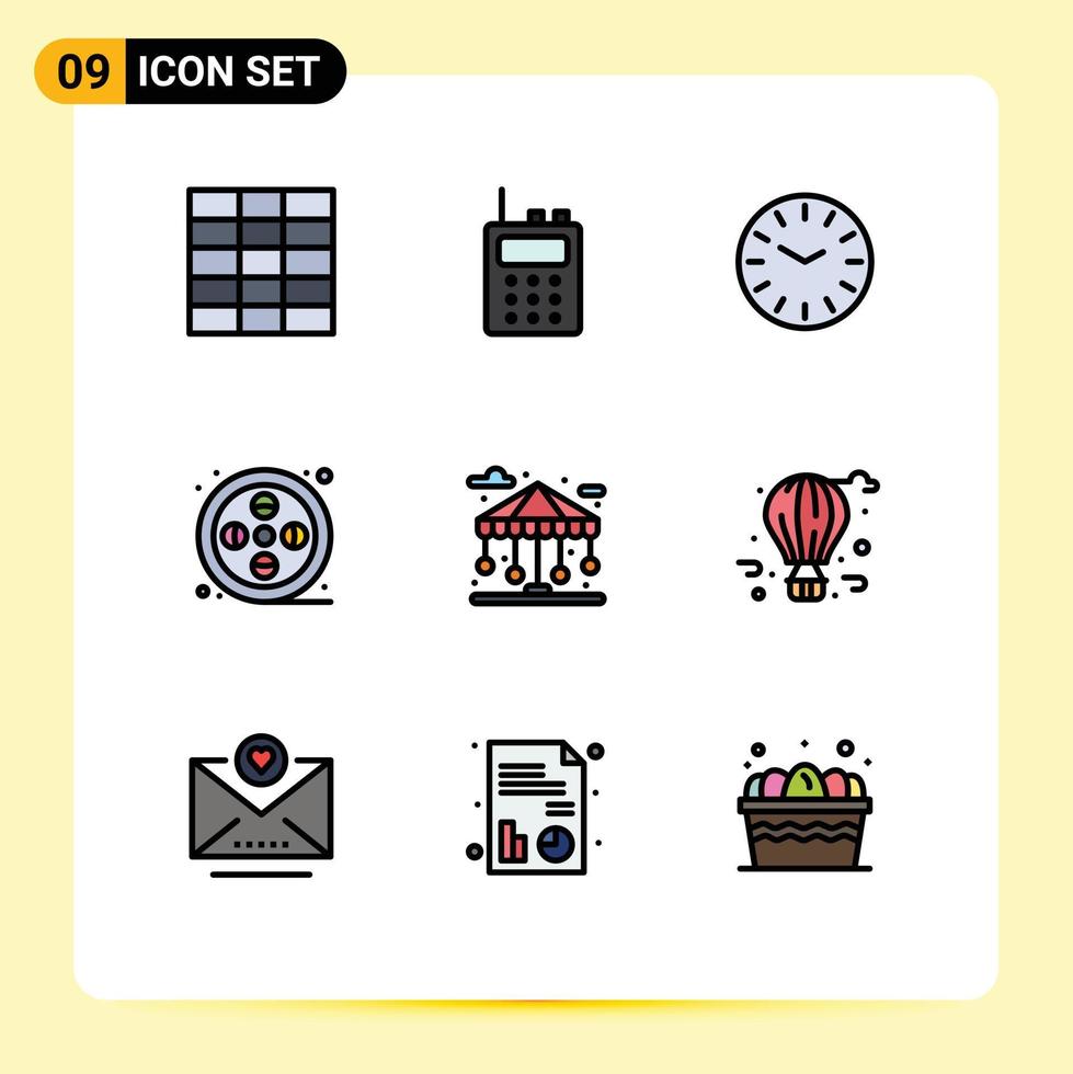 Stock Vector Icon Pack of 9 Line Signs and Symbols for balloon life real park building Editable Vector Design Elements